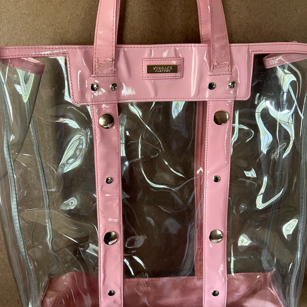 Versace Pink and Clear Tote Bag